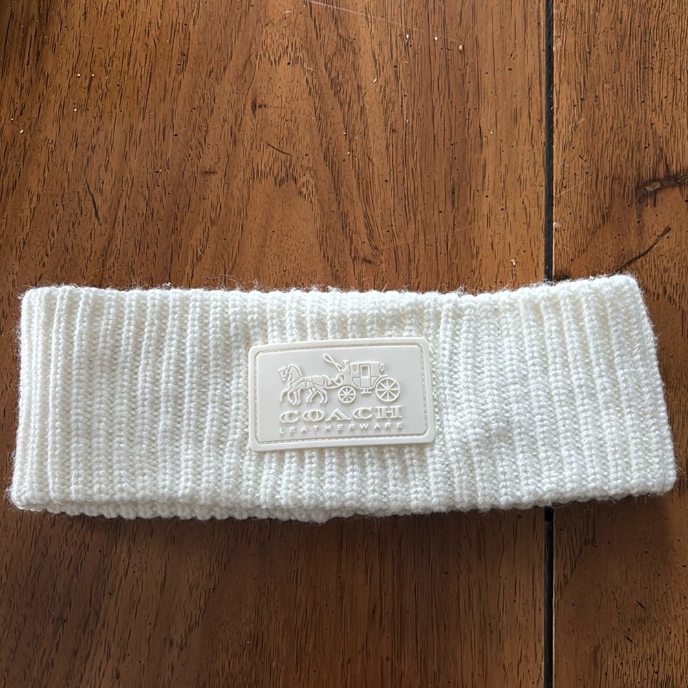 Coach white winter headband